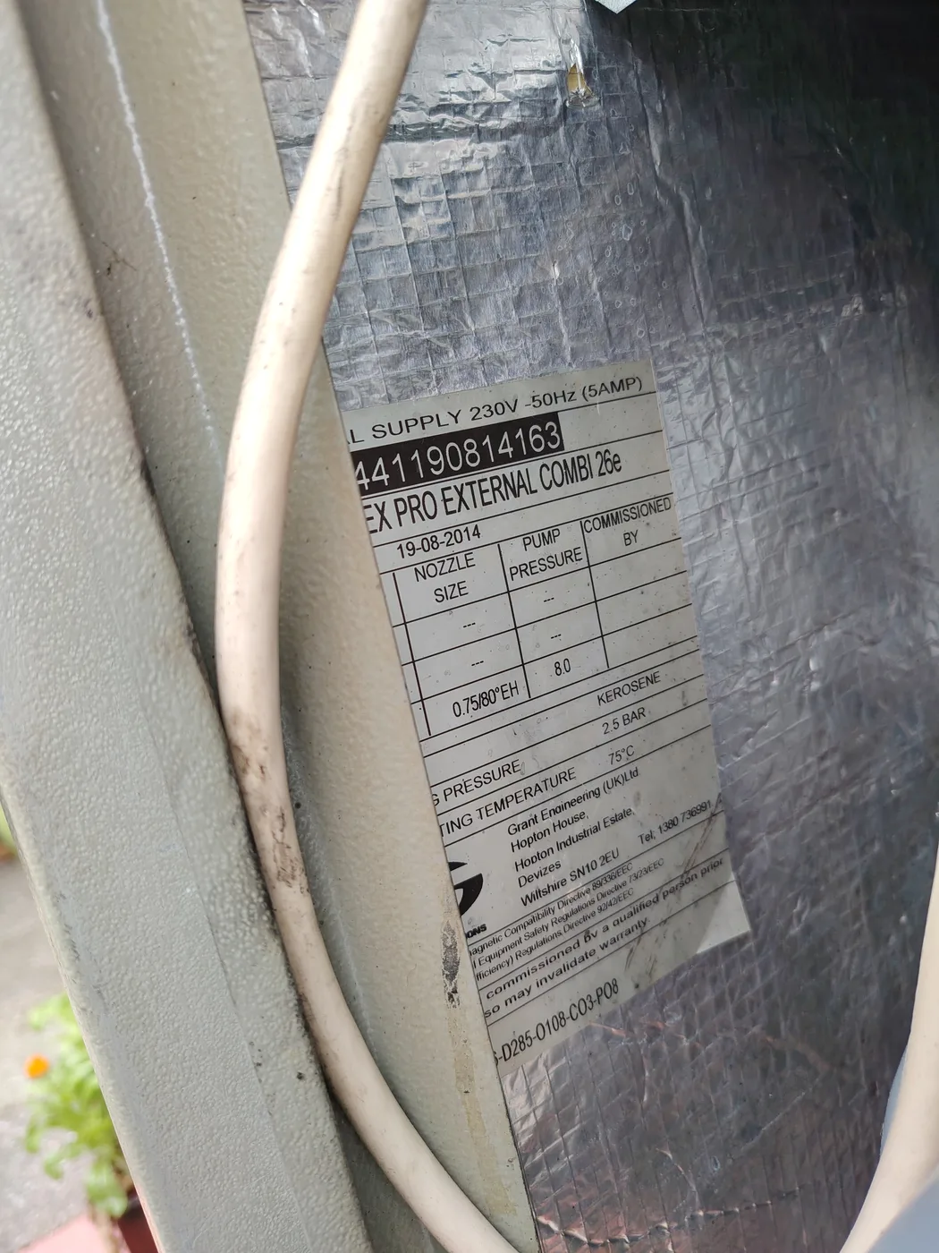 Oil boiler burner serviced by an Exeter engineer