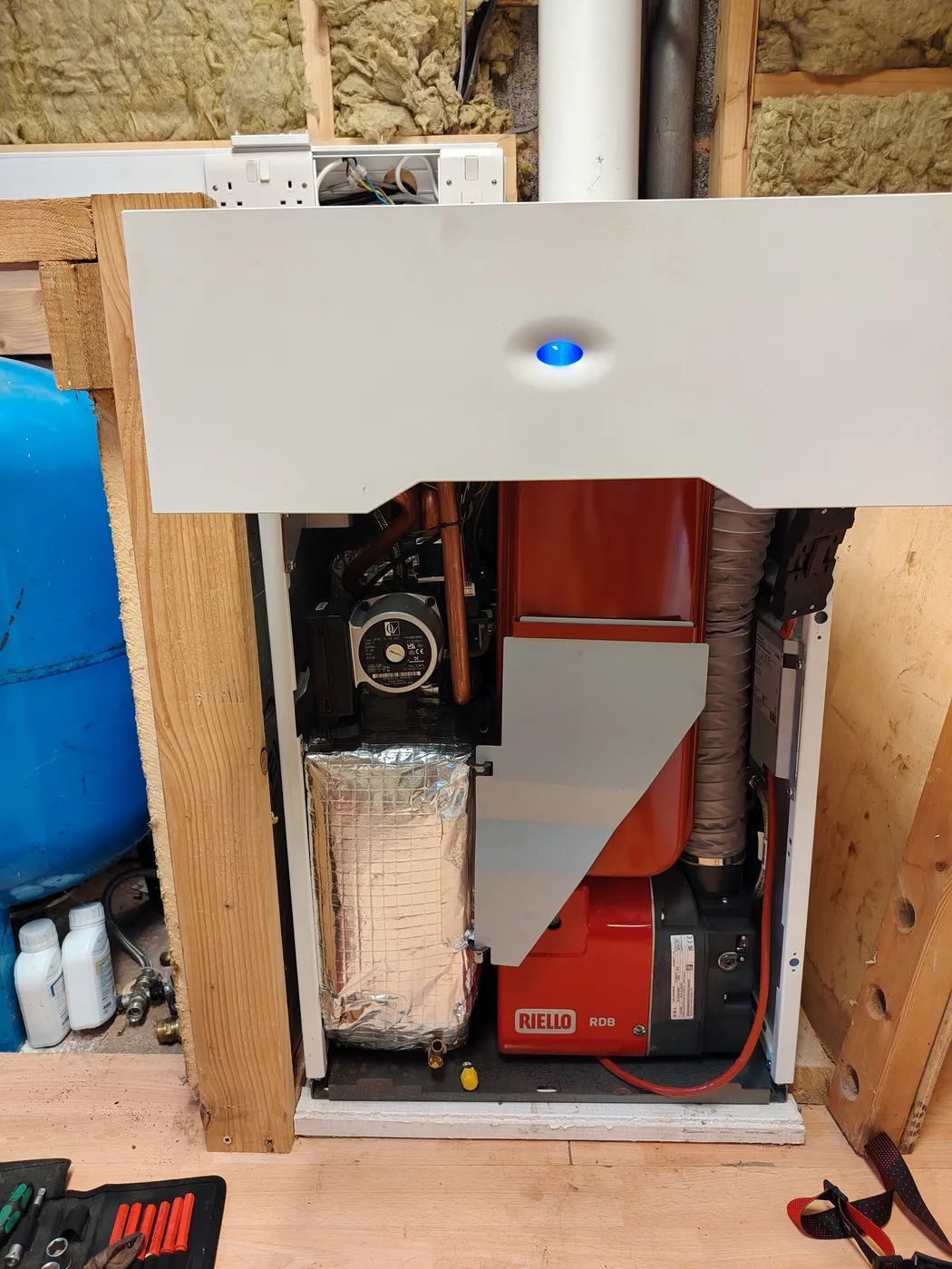 Heat exchanger manifold repair work on a Worcester Heatslave oil boiler in Kingsteignton