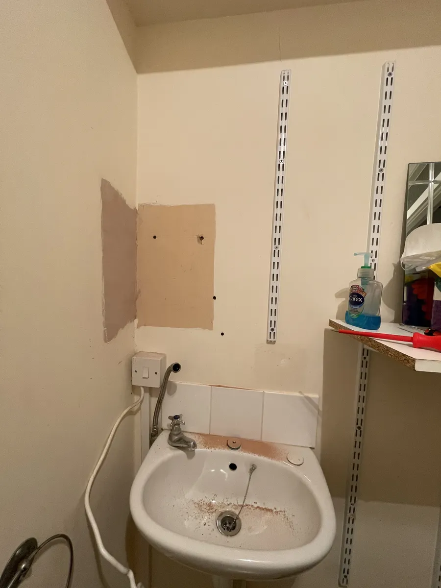 Staff basin at Saltrock in Sidmouth before the water heater was fitted, cold tap only